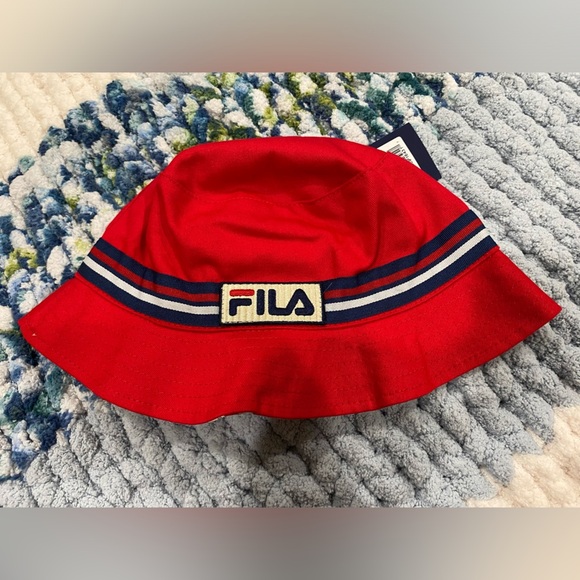 Fila Red and Blue Bucket Hat with Striped Band- Unisex (NWT) - Picture 1 of 7
